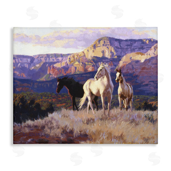stupell industries Claire Goldrick | Horses Peering Over Mountainside