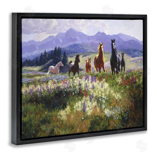 Stupell Industries Claire Goldrick | Horses Trotting Through Floral Valley