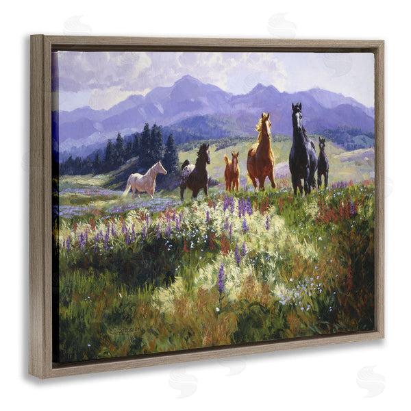 Stupell Industries Claire Goldrick | Horses Trotting Through Floral Valley