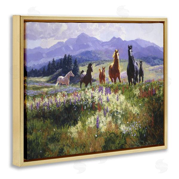 Stupell Industries Claire Goldrick | Horses Trotting Through Floral Valley