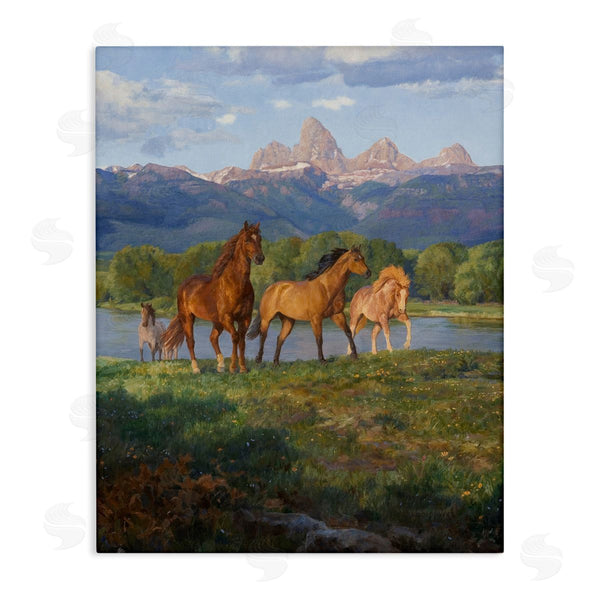 stupell industries Claire Goldrick | Mountain River View Horses