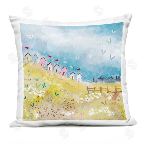 Stupell Industries Clare Tupper | Beach Huts On Hillside Printed Throw Pillow