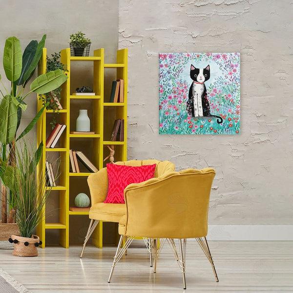 Stupell Industries Clare Tupper | Black Cat With Whimsical Daisies Wall Art