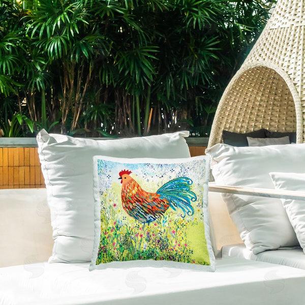 Stupell Industries Clare Tupper | Cockerel Rooster In Colorful Garden Printed Throw Pillow