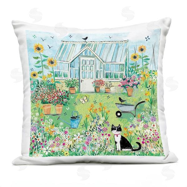 Stupell Industries Clare Tupper | Garden Greenhouse & Cat Printed Throw Pillow