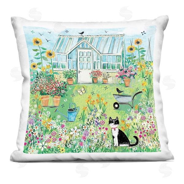 stupell industries Clare Tupper | Garden Greenhouse & Cat Printed Throw Pillow