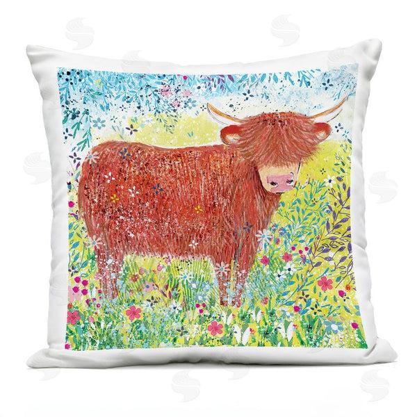 Stupell Industries Clare Tupper | Highland Cow Whimsical Dapples Printed Throw Pillow