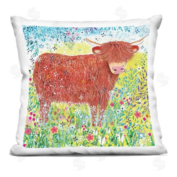 stupell industries Clare Tupper | Highland Cow Whimsical Dapples Printed Throw Pillow