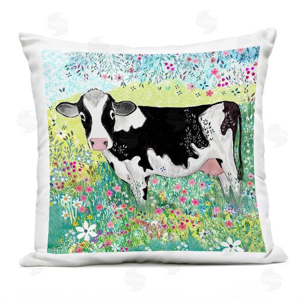 Stupell Industries Clare Tupper | Impressionist Cow & Meadow Flowers Printed Throw Pillow