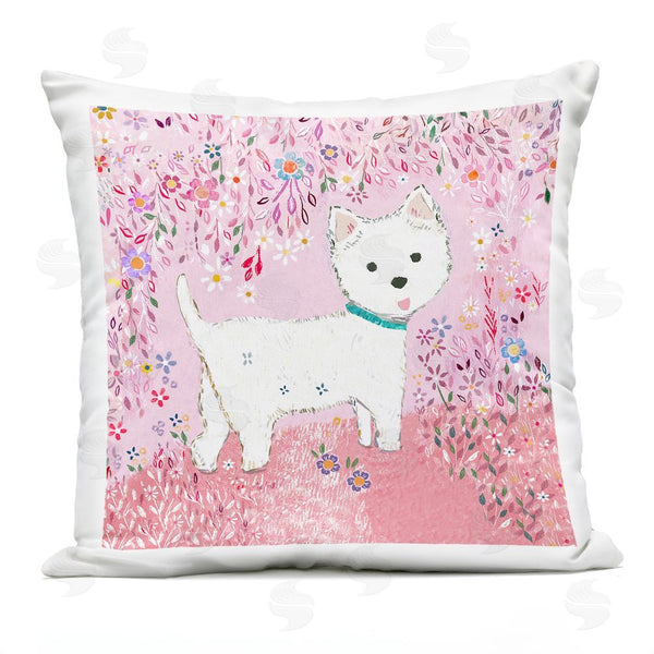 Stupell Industries Clare Tupper | Lola Pink Floral Puppy Printed Throw Pillow