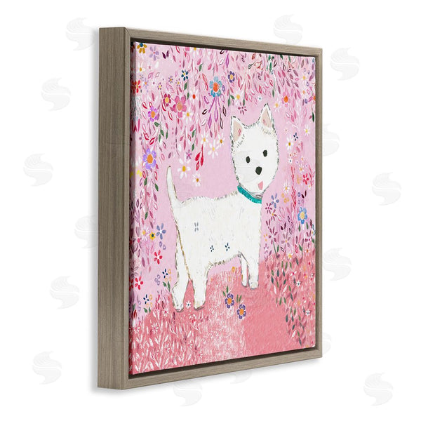 Stupell Industries Clare Tupper | Lola Pink Floral Puppy Wall Art