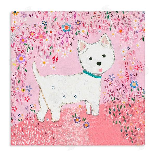 stupell industries Clare Tupper | Lola Pink Floral Puppy Wall Art