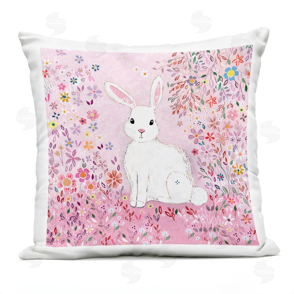 Stupell Industries Clare Tupper | Playful Flopsy Floral Rabbit Printed Throw Pillow
