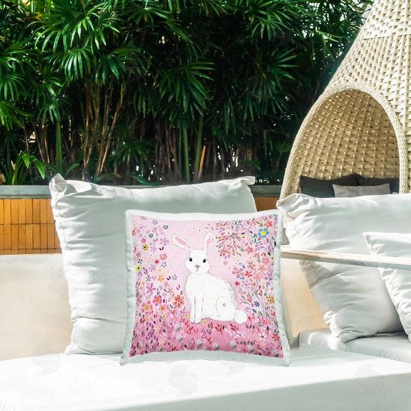 Stupell Industries Clare Tupper | Playful Flopsy Floral Rabbit Printed Throw Pillow
