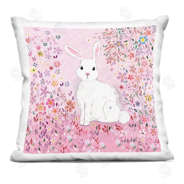 stupell industries Clare Tupper | Playful Flopsy Floral Rabbit Printed Throw Pillow