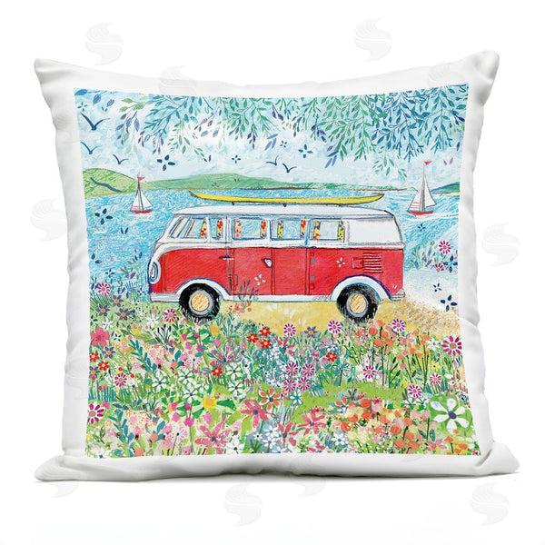 Stupell Industries Clare Tupper | Red Campervan Ready For Surf Printed Throw Pillow