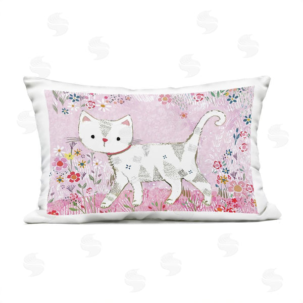 Stupell Industries Clare Tupper | Walking Cat On Pastel Pink Printed Throw Pillow