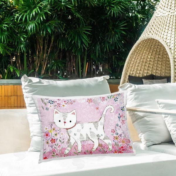 Stupell Industries Clare Tupper | Walking Cat On Pastel Pink Printed Throw Pillow