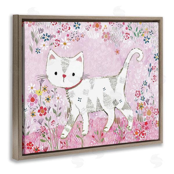 Stupell Industries Clare Tupper | Walking Cat On Pastel Pink Wall Art