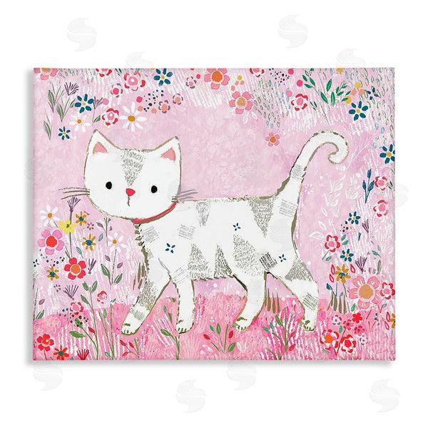 stupell industries Clare Tupper | Walking Cat on Pastel Pink Wall Art