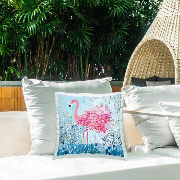 Stupell Industries Clare Tupper | Whimsical Flower Flamingo Printed Throw Pillow