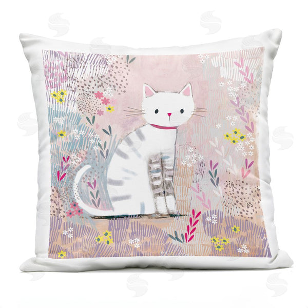 Stupell Industries Clare Tupper | White Kitten With Stripes Sitting Printed Throw Pillow