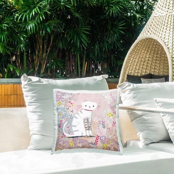 Stupell Industries Clare Tupper | White Kitten With Stripes Sitting Printed Throw Pillow