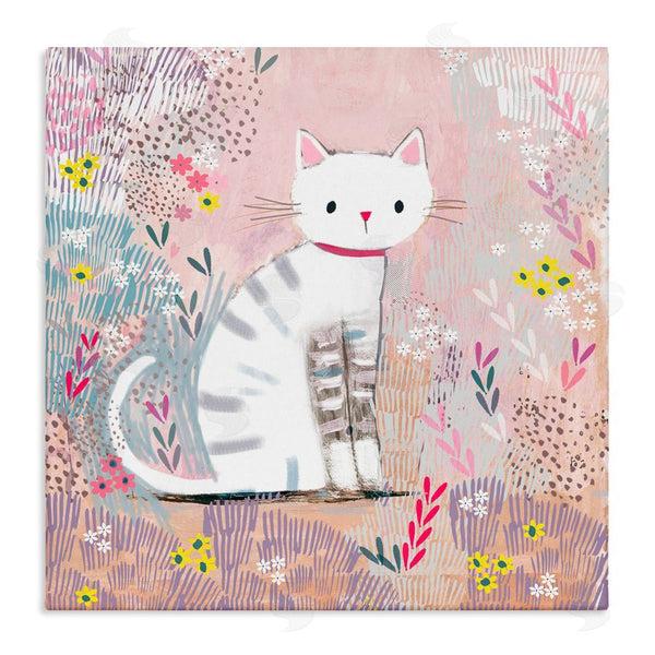 stupell industries Clare Tupper | White Kitten with Stripes Sitting Wall Art