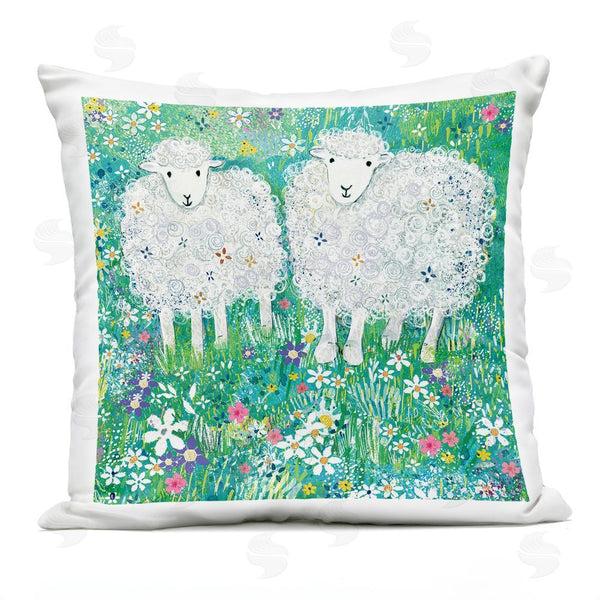 Stupell Industries Clare Tupper | Wooly Sheep With Scattered Flowers Printed Throw Pillow