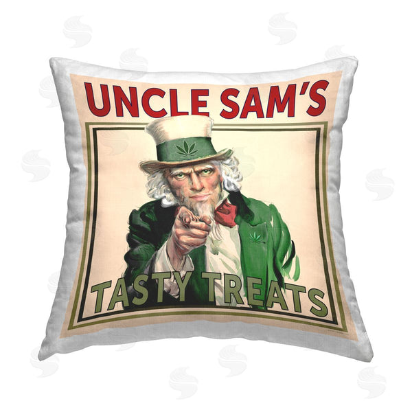 stupell industries Classic Cannabis/Life Is High | Vintage Character Tasty Treats Printed Throw Pillow