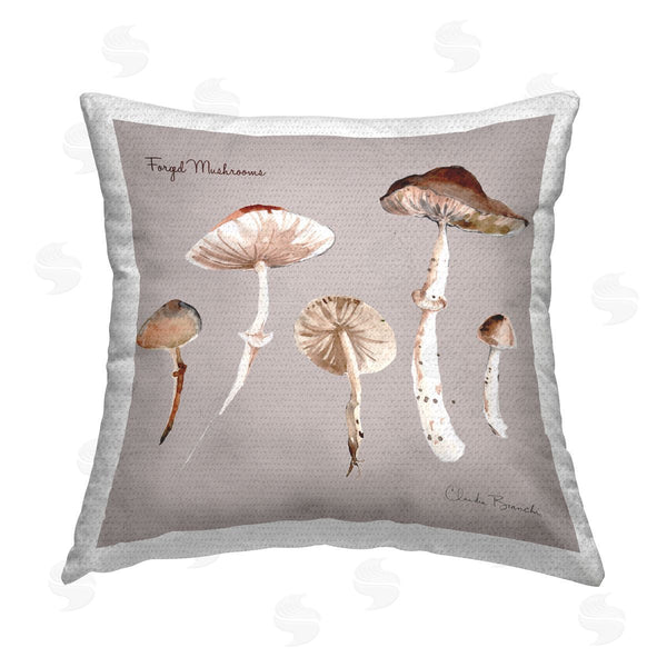 Stupell Industries Claudia Bianchi | Foraged Mushroom Diagram Printed Throw Pillow