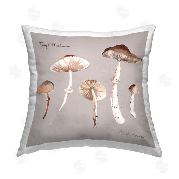 stupell industries Claudia Bianchi | Foraged Mushroom Diagram Printed Throw Pillow