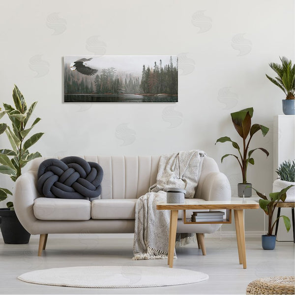 Stupell Industries Clinton Jammer | Eagle Soaring Over Lake Wall Art