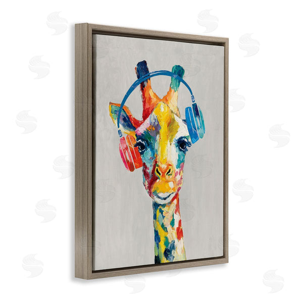 Stupell Industries Cloverfield & Co. | Giraffe Headphone Listening Music Contemporary Jungle Portrait Wall Art