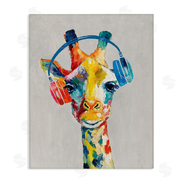 stupell industries Cloverfield & Co. | Giraffe Headphone Listening Music Contemporary Jungle Portrait Wall Art