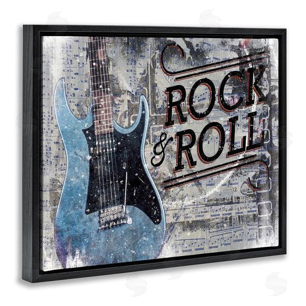 Stupell Industries Cloverfield & Co. | Rock & Roll Electric Guitar Musical Score Grunge Background Wall Art