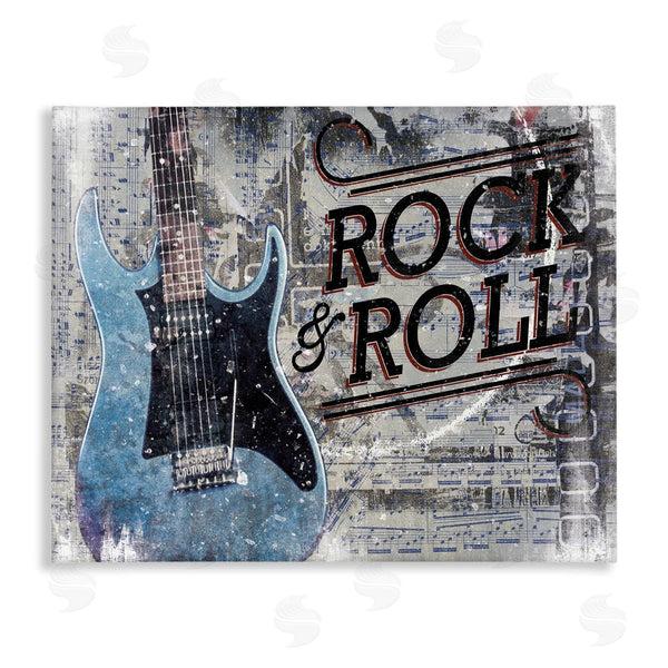 stupell industries Cloverfield & Co. | Rock & Roll Electric Guitar Musical Score Grunge Background Wall Art