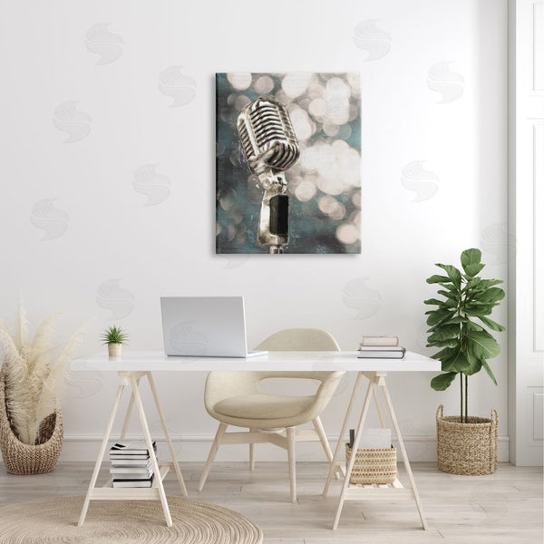 Stupell Industries Cloverfield & Co. | Singing Microphone Musical Karaoke Mic Bokeh Photography Wall Art