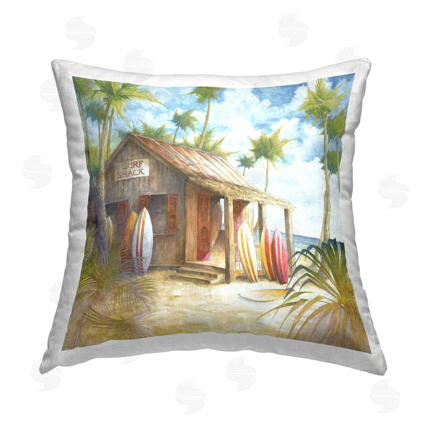 stupell industries Cloverfield & Co. | Tropical Surf Shack Printed Throw Pillow