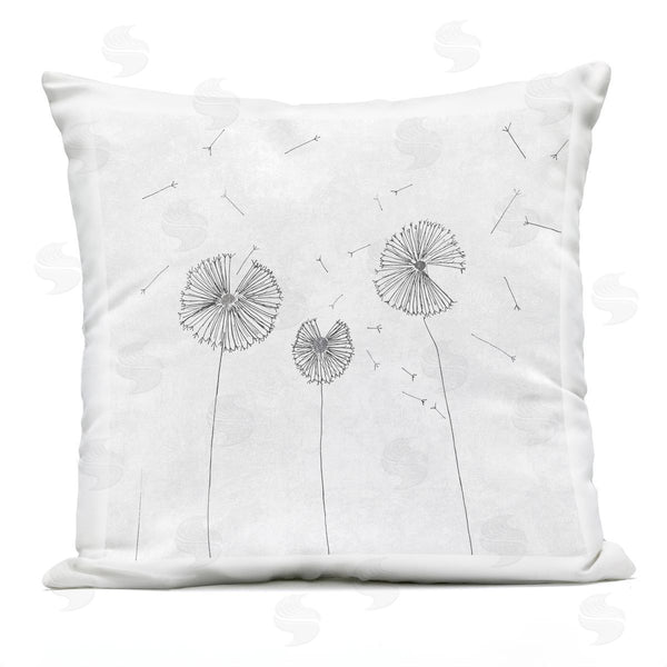 Stupell Industries Cloverfield & Co. | White Minimal Dandelion Florals Flying Seeds Printed Throw Pillow