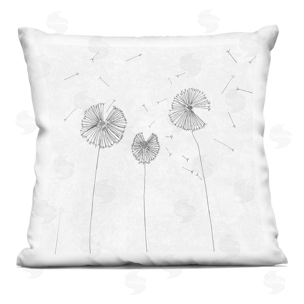 stupell industries Cloverfield & Co. | White Minimal Dandelion Florals Flying Seeds Printed Throw Pillow