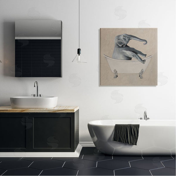 Stupell Industries Coco De Paris | Beige Elephant Bathroom Tub Wall Art