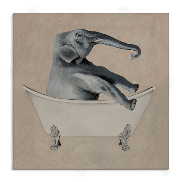 stupell industries Coco de Paris | Beige Elephant Bathroom Tub Wall Art