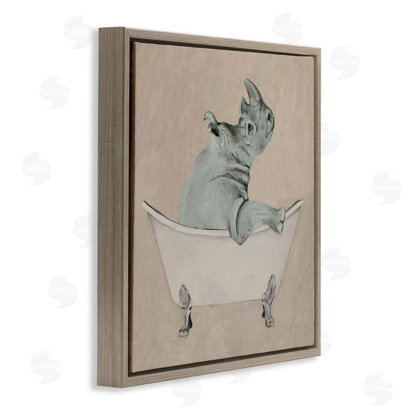 Stupell Industries Coco De Paris | Beige Rhinoceros Bathtub Wildlife Wall Art