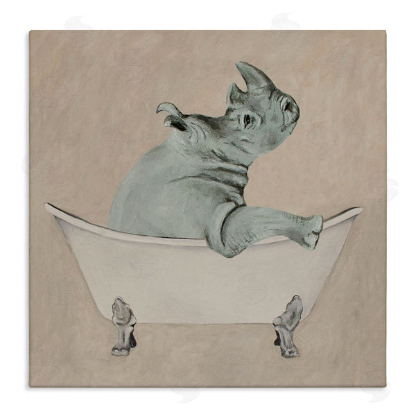 stupell industries Coco de Paris | Beige Rhinoceros Bathtub Wildlife Wall Art