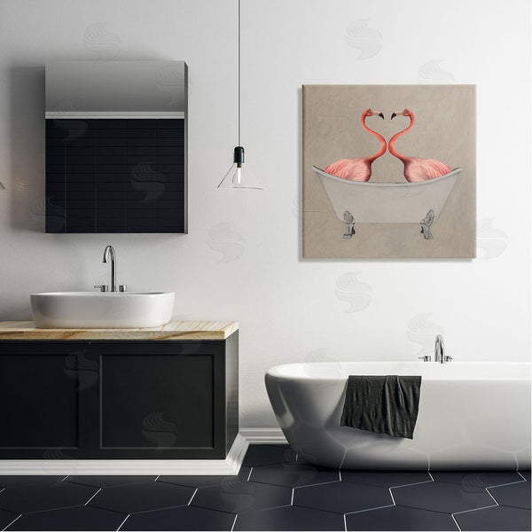 Stupell Industries Coco De Paris | Flamingos In Tub Beige Bathroom Wall Art