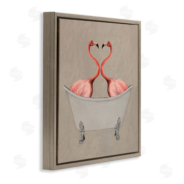 Stupell Industries Coco De Paris | Flamingos In Tub Beige Bathroom Wall Art