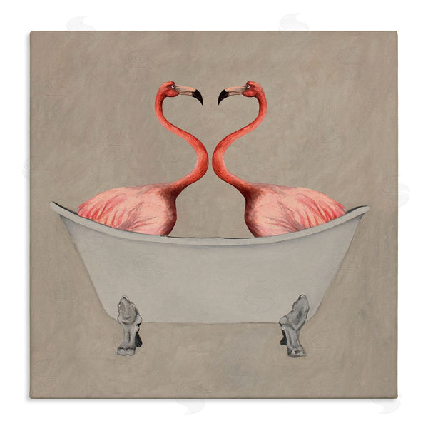 stupell industries Coco de Paris | Flamingos In Tub Beige Bathroom Wall Art