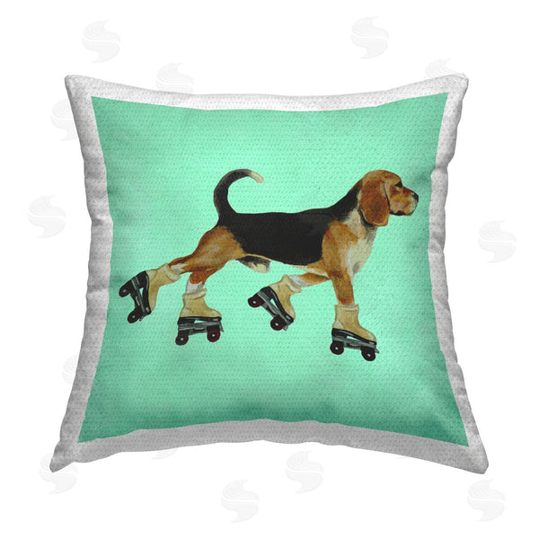 Stupell Industries Coco De Paris | Funny Beagle In Roller Skates Printed Throw Pillow