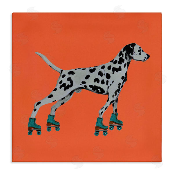 stupell industries Coco de Paris | Orange Dalmatian Rollerskating Wall Art
